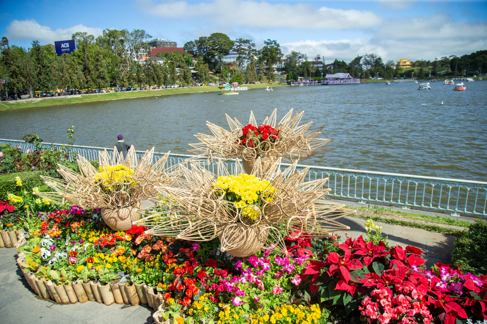 Flowers bloom on the bank of Xuan Huong Lake in the heart of Da Lat City, Lam Dong Province, Vietnam. Photo: Thien Khai / Tuoi Tre