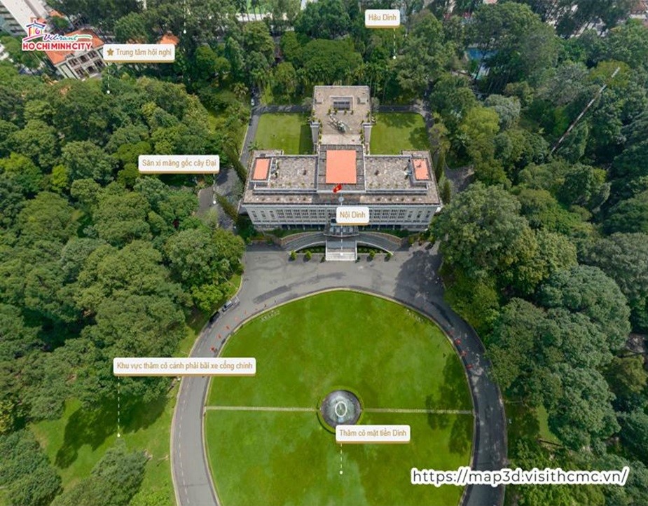 Reunification Palace in District 1, Ho Chi Minh City, as shown in Map 3D/360