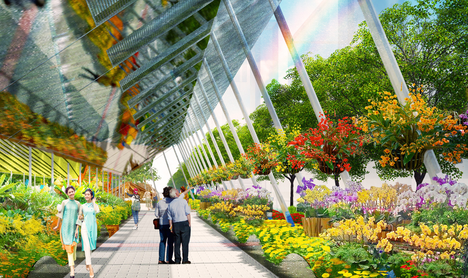 An architect’s impression of a key scene at the Nguyen Hue Flower Street 2024 in District 1, Ho Chi Minh City.