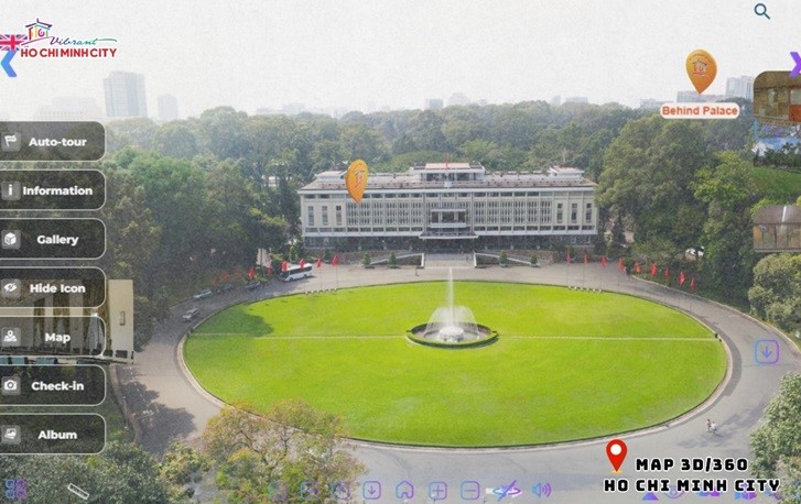 A 3D/360 image of Reunification Palace in District 1, Ho Chi Minh City, as shown on Map 3D/360