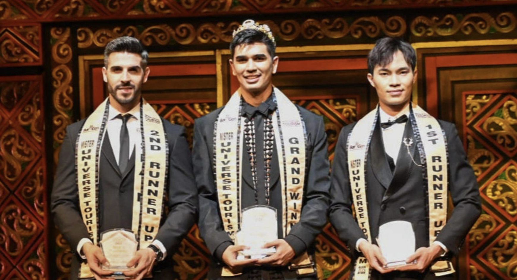 Huynh Vo Hoang Son (R) named the first runner-up at the Mister Universe Tourism in 2023. Photo: Supplied
