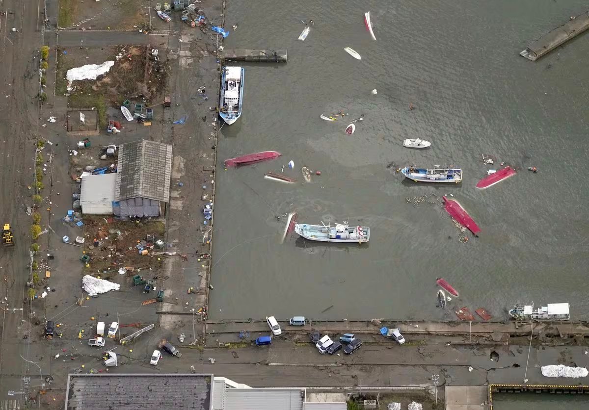 Tsunami devastated port is seen in Suzu, Ishikawa prefecture, Japan January 2, 2024, in this photo released by Kyodo. Photo: Kyodo/via Reuters