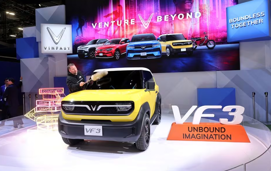 The VinFast VF3 eSUV is displayed at CES 2024, an annual consumer electronics trade show, in Las Vegas, Nevada, U.S. January 9, 2024. Photo: Reuters