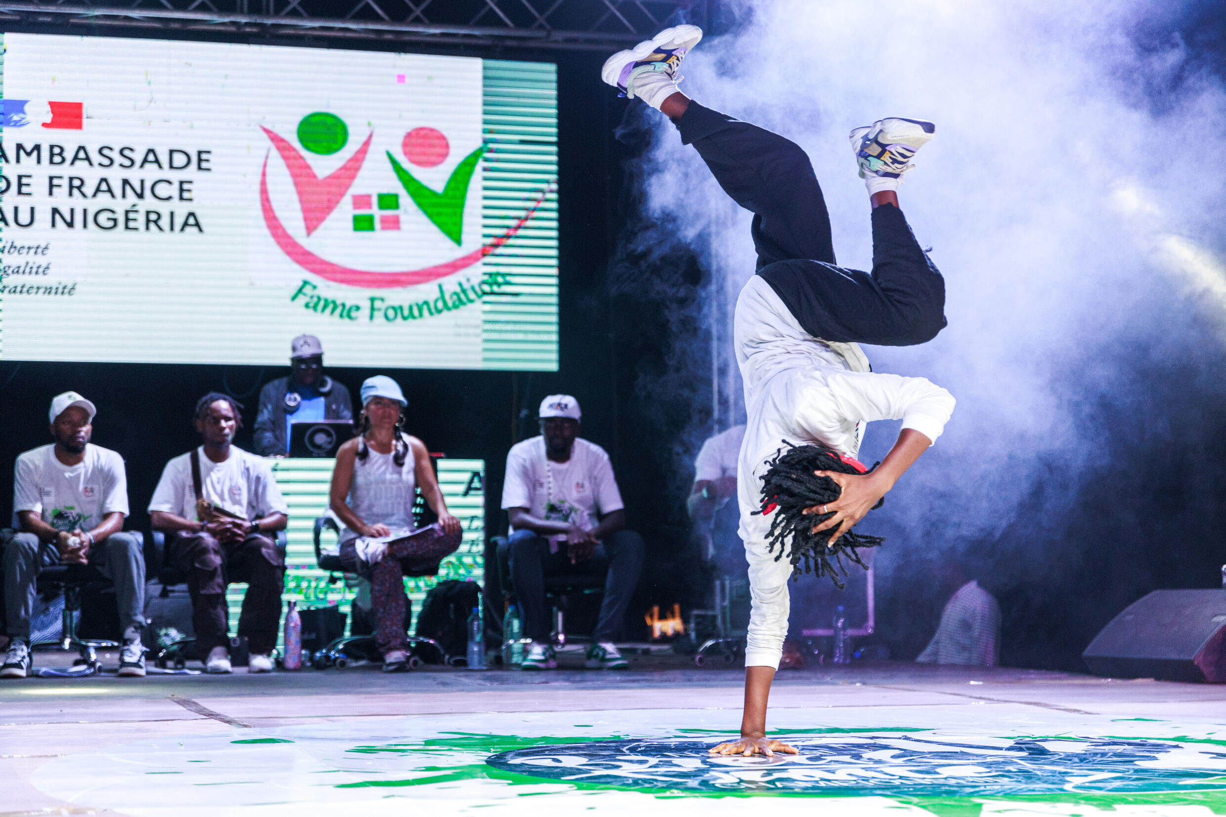 B-girl Vicky performs during the National Breakdance Competition held at the National Stadium Surulere in Lagos on January 15, 2024. Photo: AFP