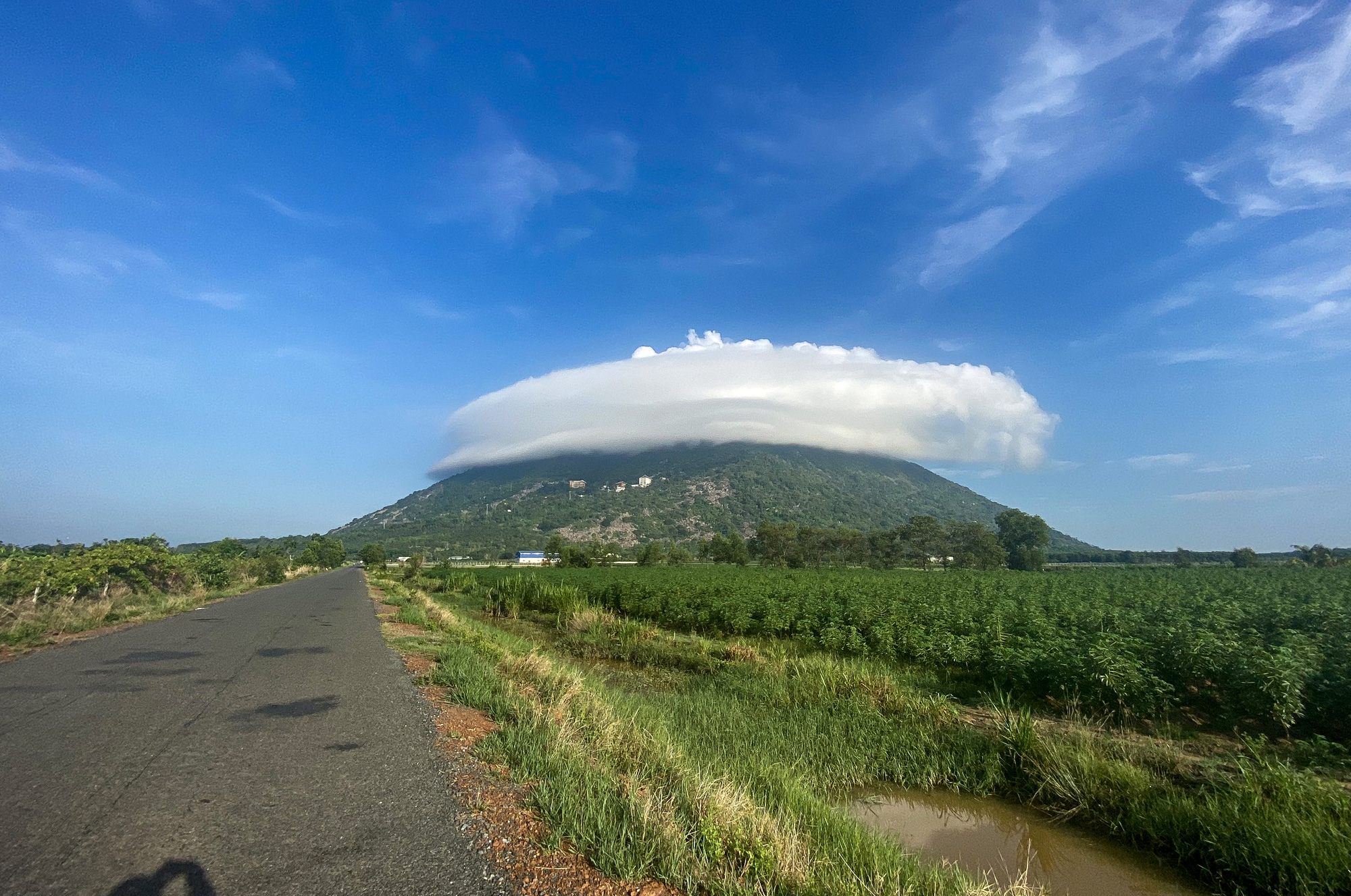 Lenticular clouds are seen atop Ba Den Mountain in Tay Ninh Province, southern Vietnam, May 13, 2023. Photo: Sun World Ba Den Mountain