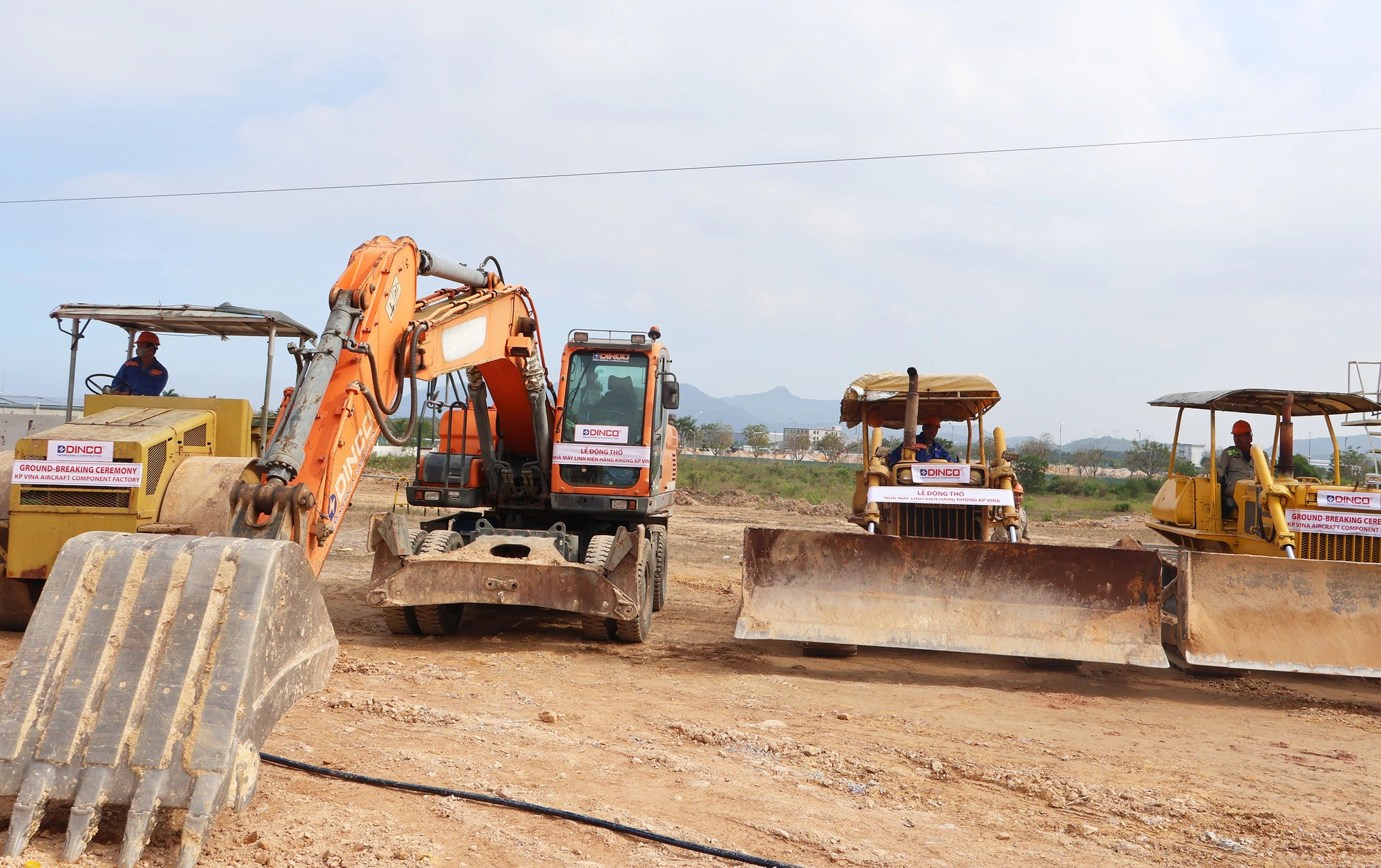 Excavators are seen at the construction site of the KP Vina Aircraft Component factory project, located at Da Nang Hi-Tech Park, Da Nang City, central Vietnam. Photo: Le Trung / Tuoi Tre