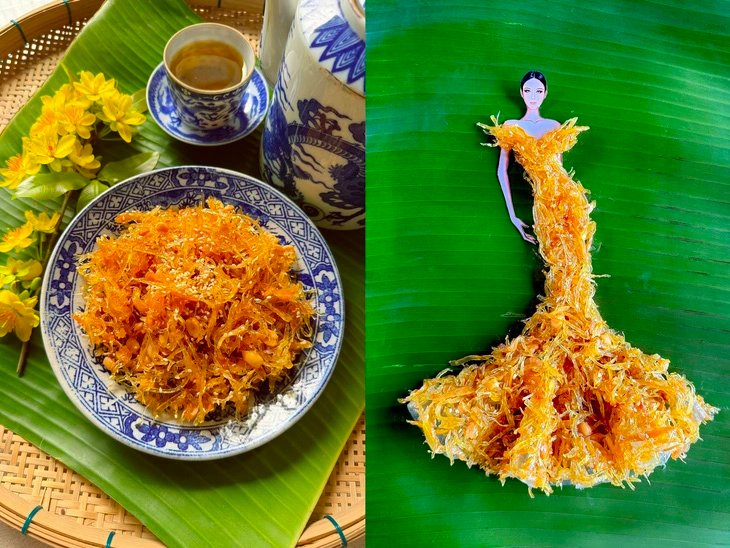 A design is made out of 'mứt gừng dẻo' (ginger shreds cooked in sugar) by Nguyen Minh Cong.