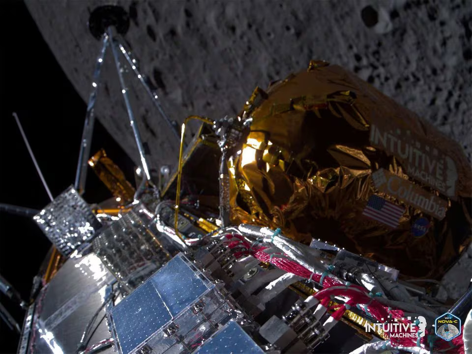 Intuitive Machines' Odysseus spacecraft passes over the near side of the Moon following lunar orbit insertion on February 21, 2024, in this handout image released February 22, 2024. Photo: Reuters