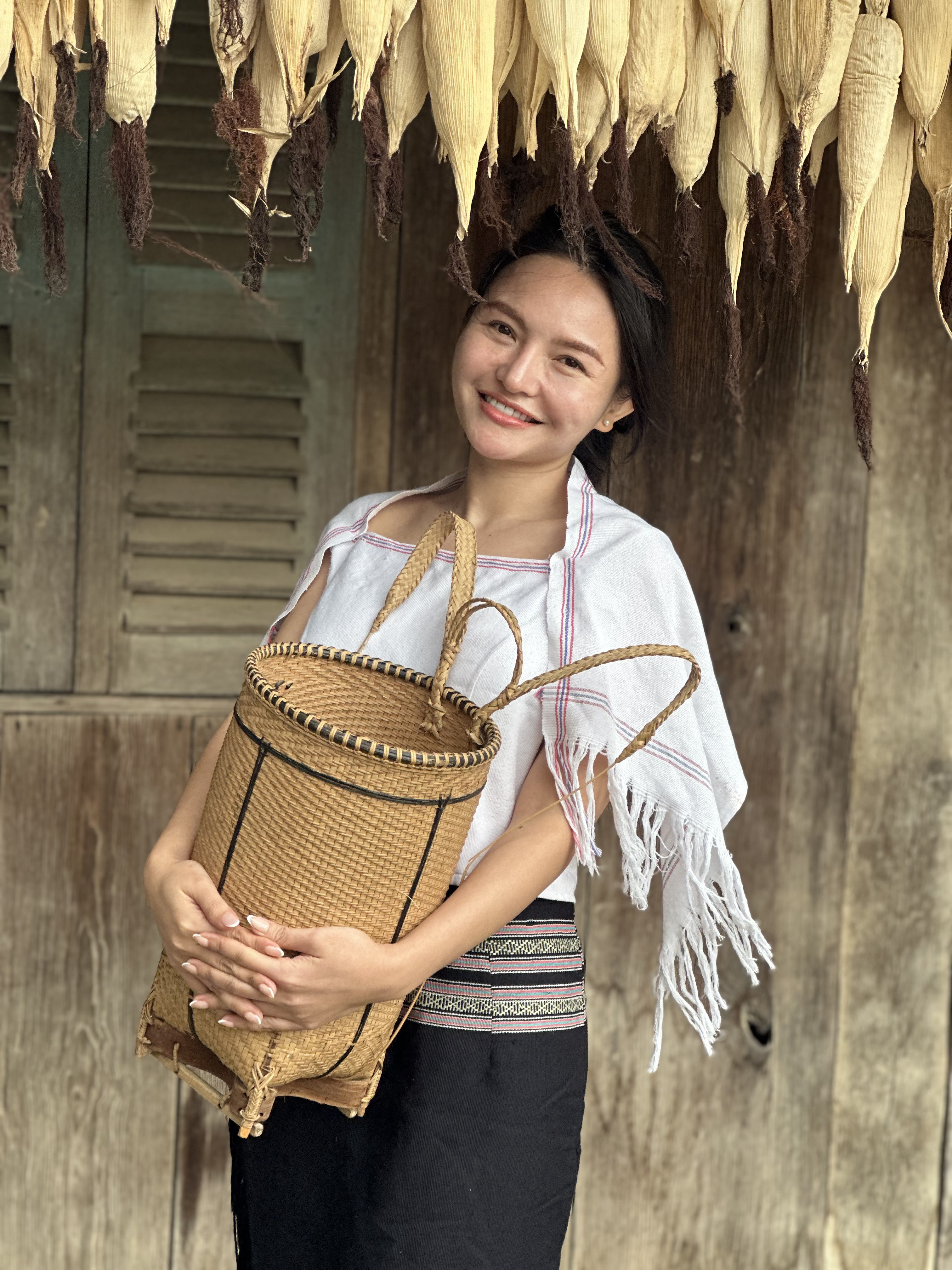 Dao Thuy Linh is seen in this supplied photo taken during a trip to discover Churu people's cuisine in Don Duong District, Lam Dong Central Highlands Province, in November 2023.