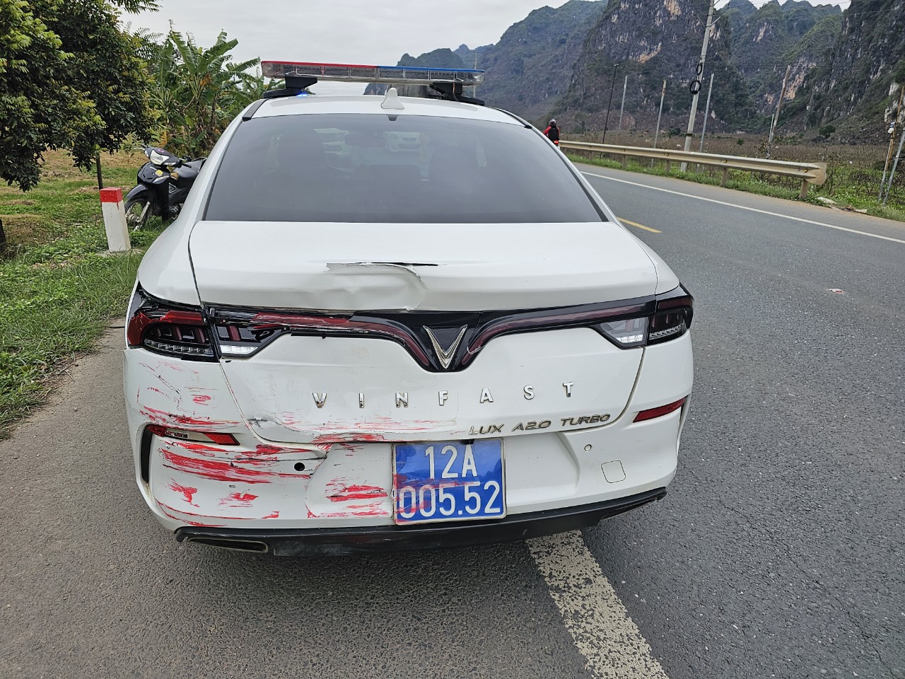 The damaged police car is pictured. Photo: Supplied