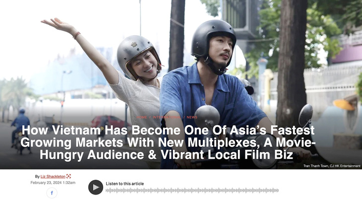 A screenshot of Deadline.com's headline “How Vietnam Has Become One of Asia’s Fastest Growing Markets With New Multiplexes, a Movie-Hungry Audience & Vibrant Local Film Biz”
