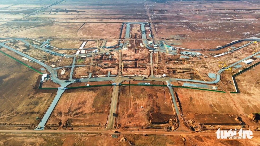 This aerial view captures the construction site of Long Thanh International Airport in Dong Nai Province, southern Vietnam. Photo: Phan Duong