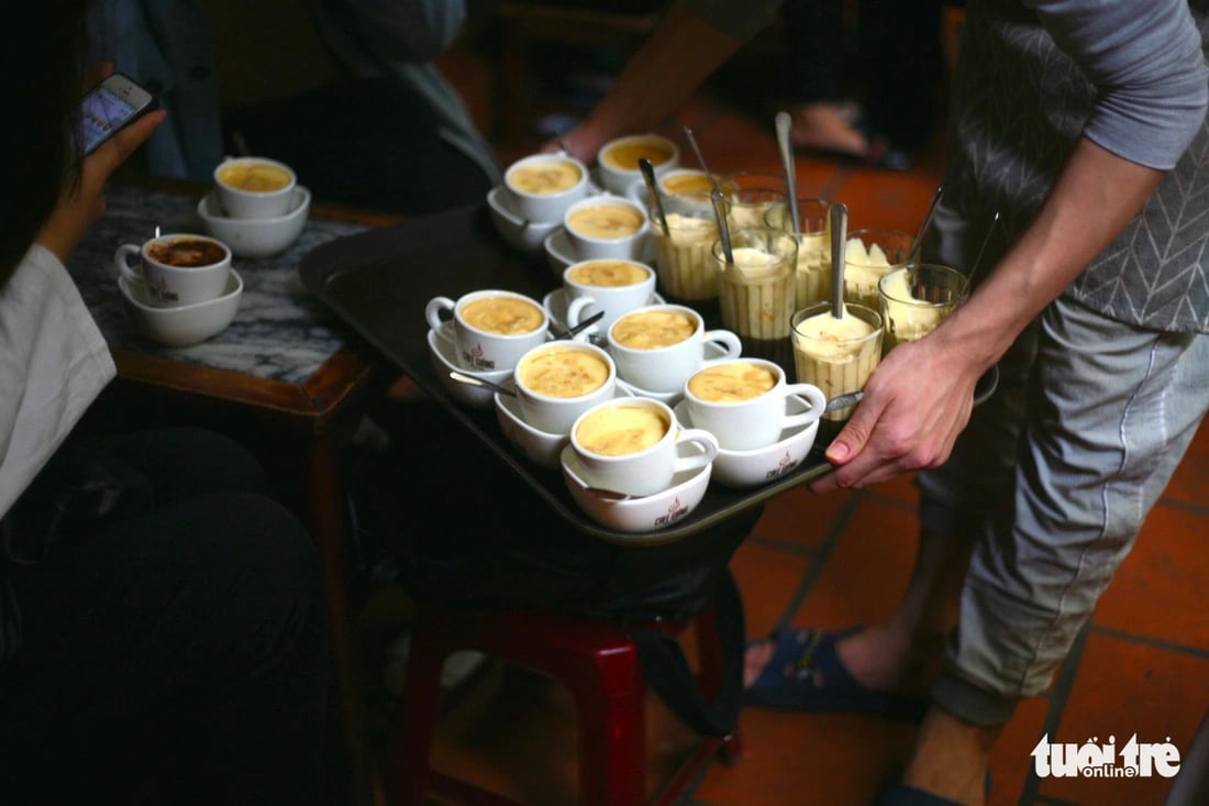 Egg coffee is served at Giang Cafe, one of the most famous places for the drink in Hanoi. Vietnam. Photo: Quynh Chi / Tuoi Tre