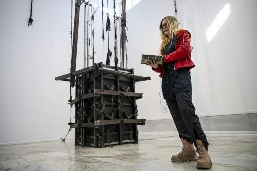 Swedish artist Ida Idaida poses next to her sculpture at the Museum of Art in Norrkoping, Sweden on March 12, 2024. Photo: AFP