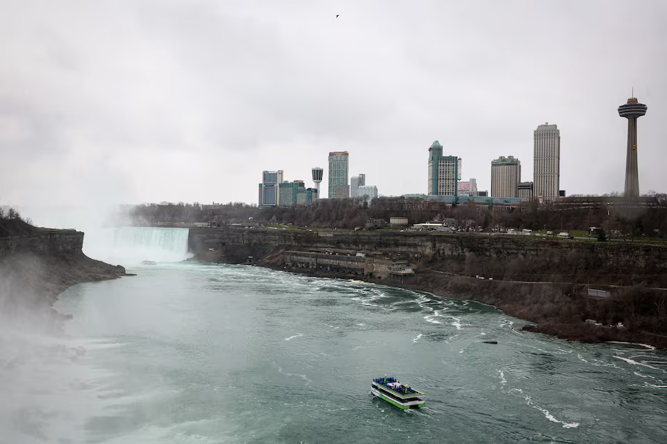 Tourists ride aboard The Maid of the Mist boat tour, ahead of the Solar Eclipse that will take place across parts of the United States and Canada on April 8, at Niagara Falls, New York, U.S., April 5, 2024. Photo: Reuters