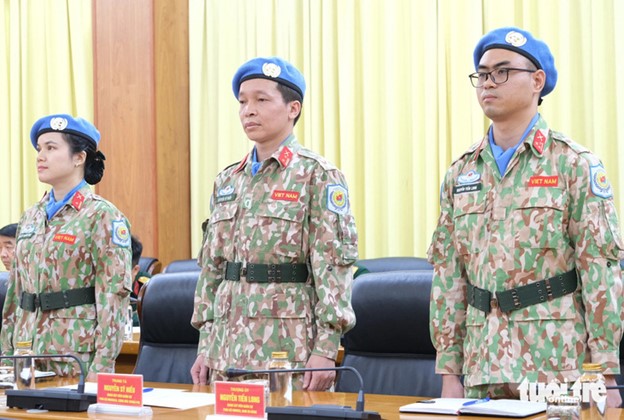 The three officers have prepared well to fulfill their tasks at the United Nations peacekeeping missions. Photo: Ha Thanh / Tuoi Tre