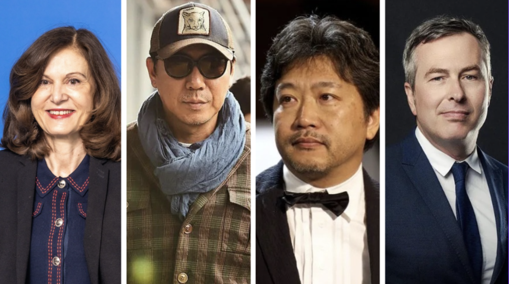 (L-R) Famous directors Anne Fontaine, Kim Jee Woon, Hirokazu Kore-eda, and Olivier Père. Photo: HIFF / Cannes / Getty images