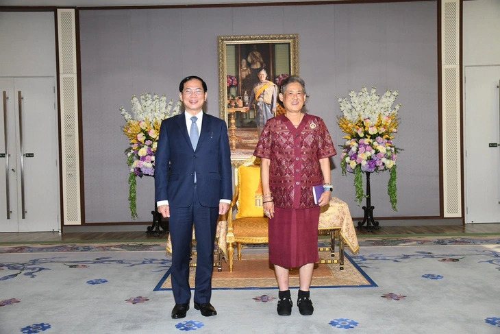 Thai Princess Maha Chakri Sirindhorn receives Vietnam’s Minister of Foreign Affairs Bui Thanh Son at their meeting in Bangkok on April 11, 2024. Photo: Vietnamese Ministry of Foreign Affairs