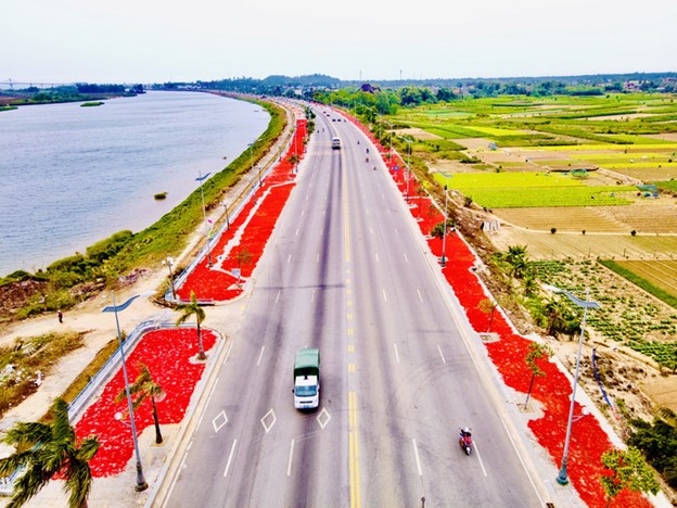 Chilies dye the eight-kilometer Truong Sa Street in Quang Ngai City red. Photo: Tran Mai / Tuoi Tre