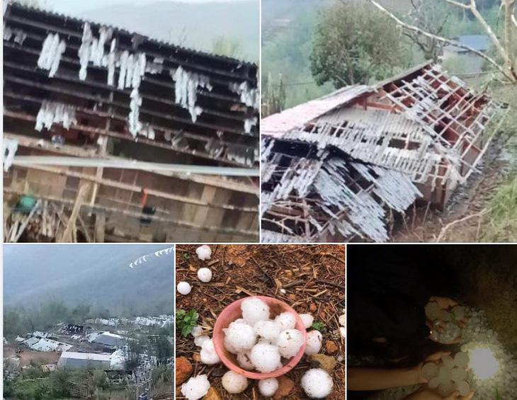 Thunderstorms with egg-sized hail heavily damages Suoi On and Trung Thanh Villages in Kim Bon Commune, Phu Yen District, Son La Province, northern Vietnam, April 20, 2024. Photo: P.Yen / Tuoi Tre