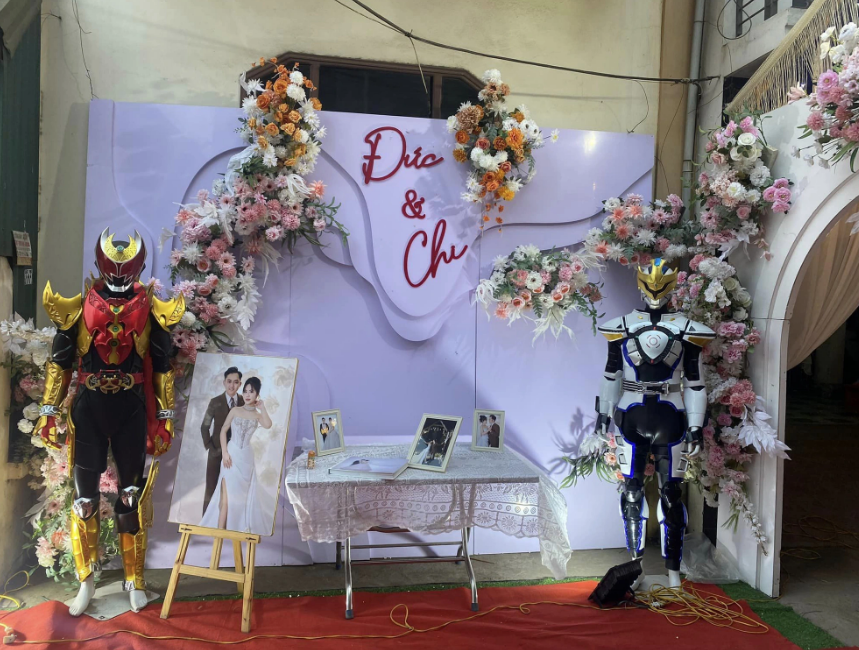Superhero figures put at a wedding in Hanoi in late April 2024. Photo: Supplied