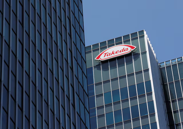 Takeda Pharmaceutical Co's logo is seen at its new headquarters in Tokyo, Japan, July 2, 2018. Photo: Reuters