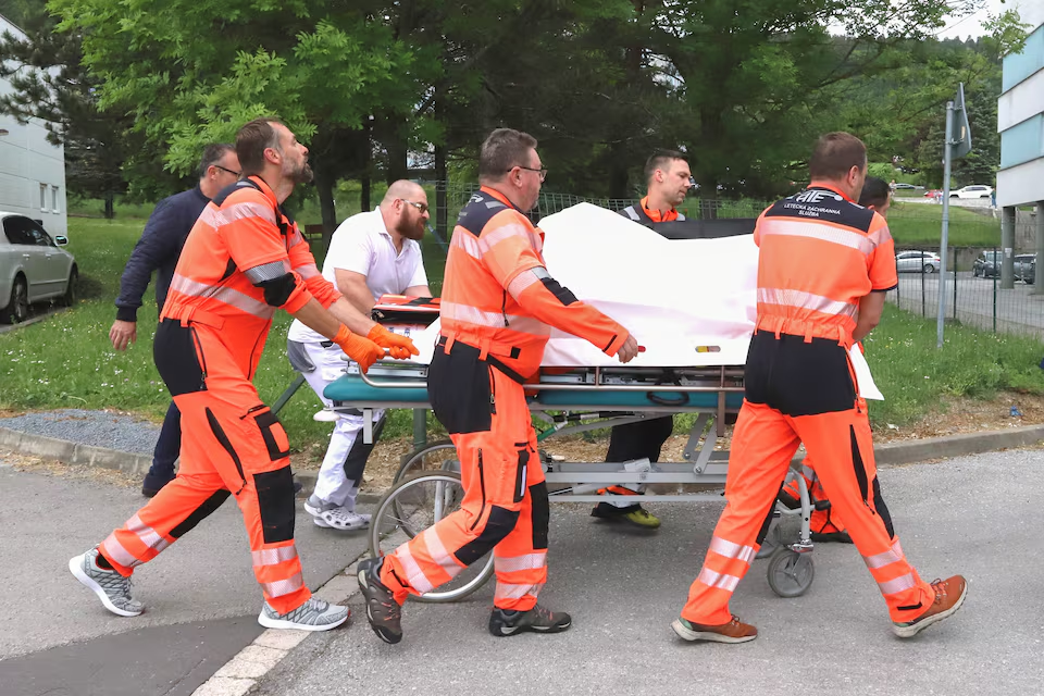 Slovak Prime Minister Robert Fico is transferred at the F.D. Roosevelt University Hospital after he was wounded in a shooting incident in Handlova, in Banska Bystrica, Slovakia, May 15, 2024. Photo: Reuters