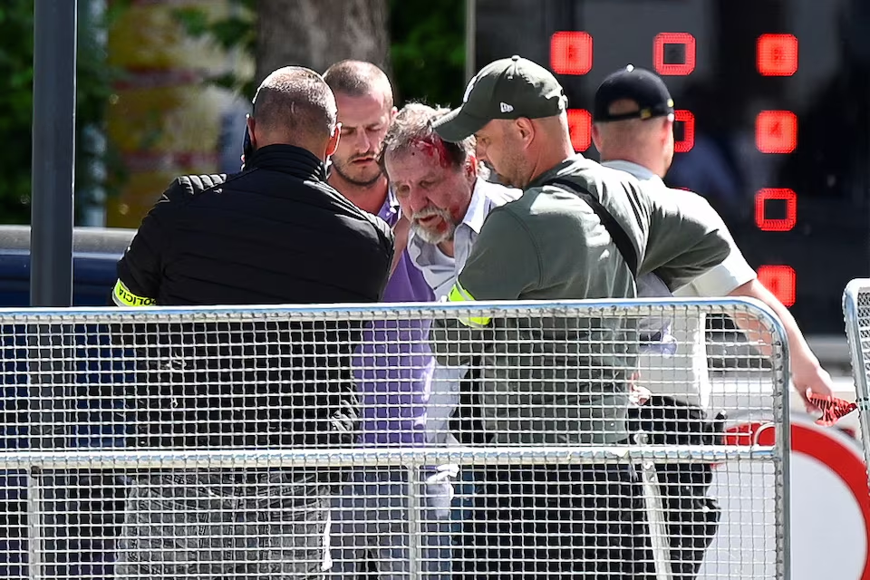A person is detained after a shooting incident of Slovak Prime Minister Robert Fico, after a Slovak government meeting in Handlova, Slovakia, May 15. The incident shocked Slovakia, a small central European nation with little history of political violence. Slovakia's partners in the European Union and NATO condemned the shooting. Photo: Reuters