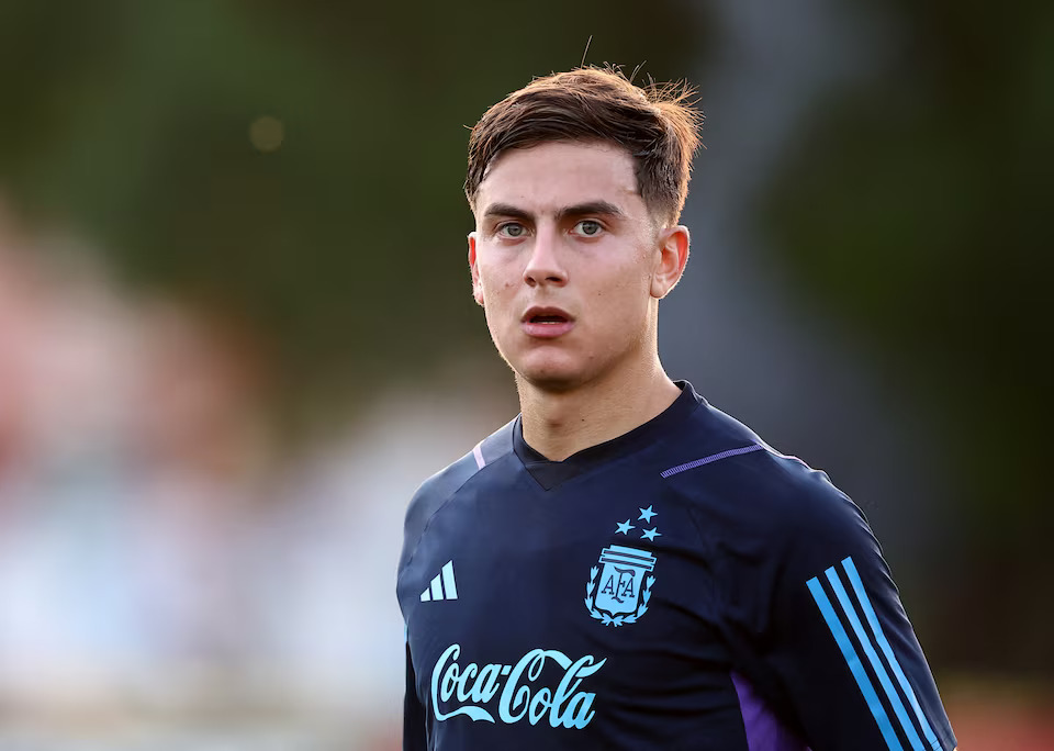 Soccer Football - World Cup - South American Qualifiers - Argentina Training - Lionel Andres Messi Training Ground, Buenos Aires, Argentina - November 14, 2023 Argentina's Paulo Dybala during training. Photo: Reuters