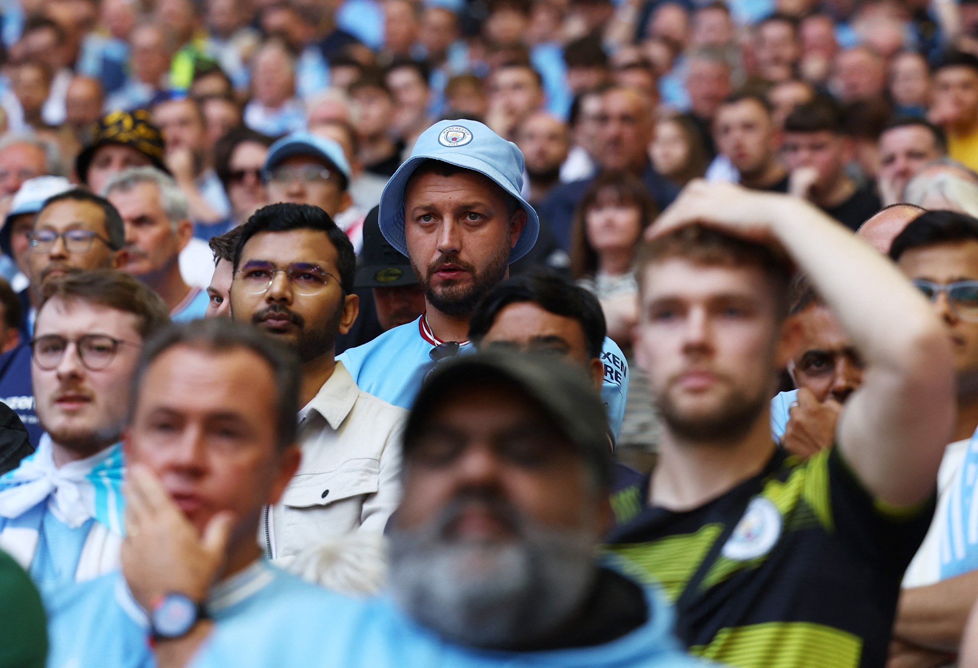 Soccer Football - FA Cup - Final - Manchester City v Manchester United - Wembley Stadium, London, Britain - May 25, 2024 Manchester City fans. Photo: Reuters
