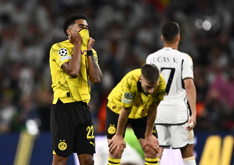 Soccer Football - Champions League - Final - Borussia Dortmund v Real Madrid - Wembley Stadium, London, Britain - June 1, 2024 Borussia Dortmund's Ian Maatsen looks dejected after the match. Photo: Reuters