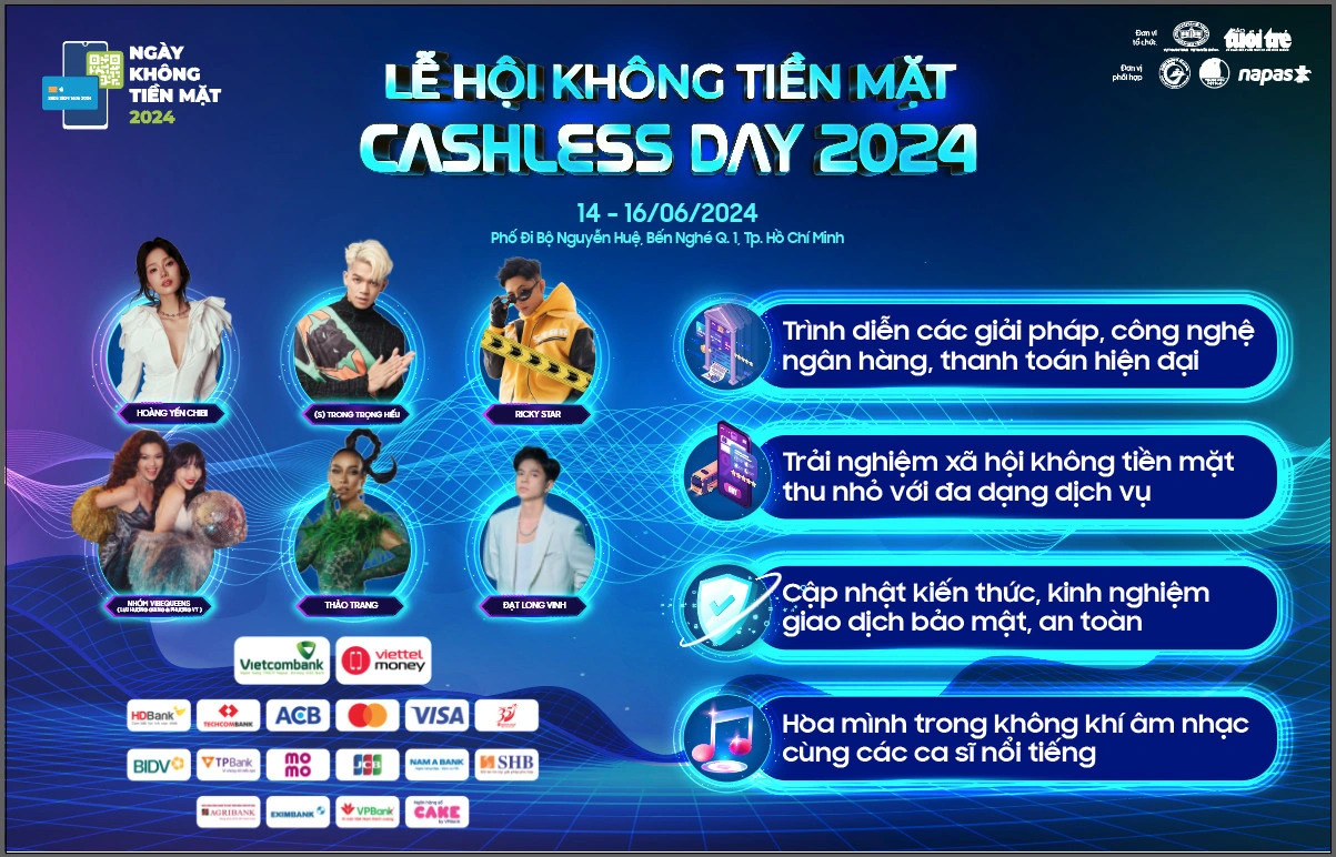 The Cashless Day Festival kicked off on Nguyen Hue Pedestrian Street in District 1, Ho Chi Minh City on June 14, 2024. Photo: Tuoi Tre