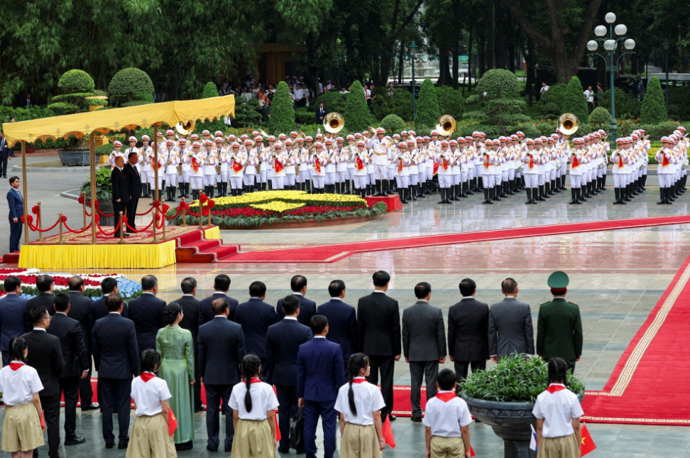 A general view of a welcome ceremony for Russian President Putin on June 20, 2024. Photo: Reuters