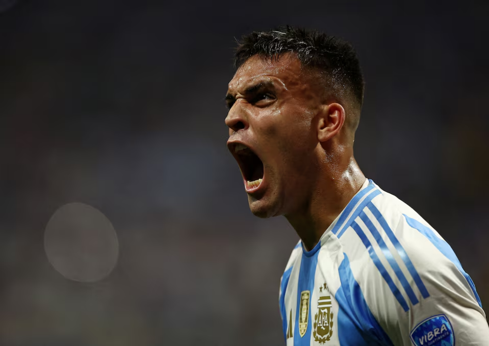 Soccer Football - Copa America 2024 - Group A - Argentina v Canada - Mercedes-Benz Stadium, Atlanta, Georgia, United States - June 20, 2024 Argentina's Lautaro Martinez celebrates scoring their second goal. Photo: Reuters