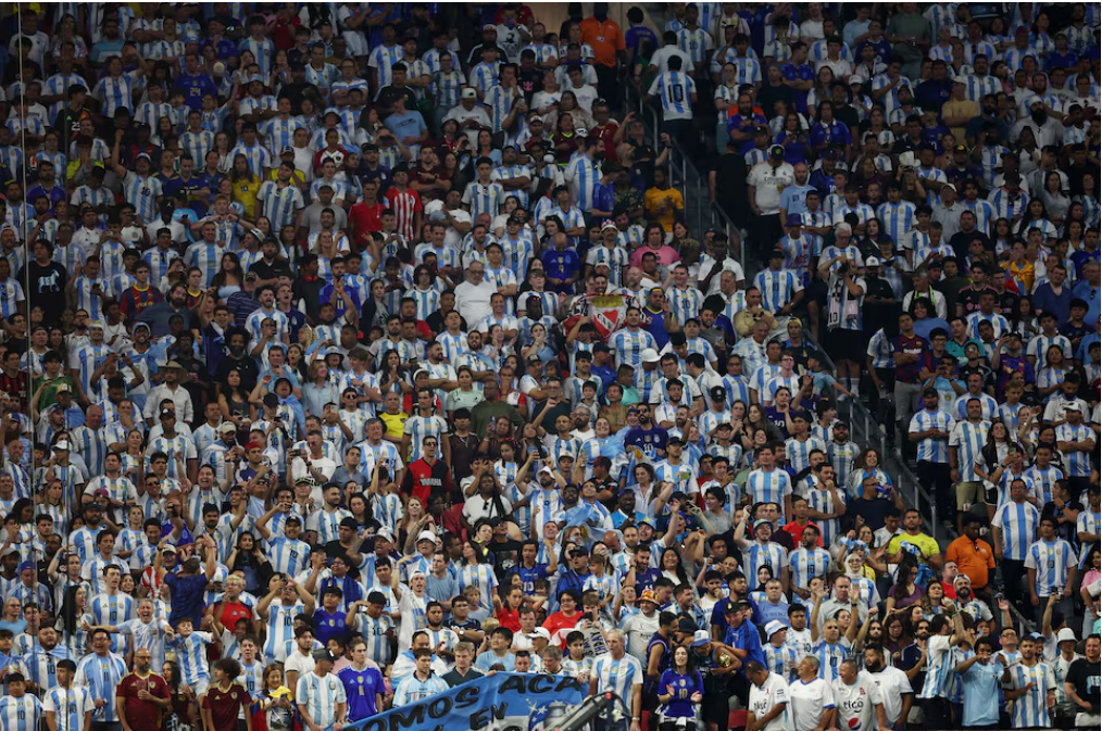 Soccer Football - Copa America 2024 - Group A - Argentina v Canada - Mercedes-Benz Stadium, Atlanta, Georgia, United States - June 20, 2024 Argentina fans in the stands. Photo: Reuters