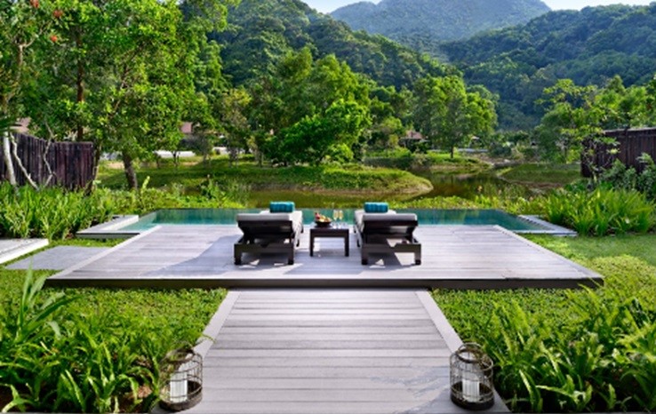 The Lagoon Pool Villa is pampered with lush greenery.