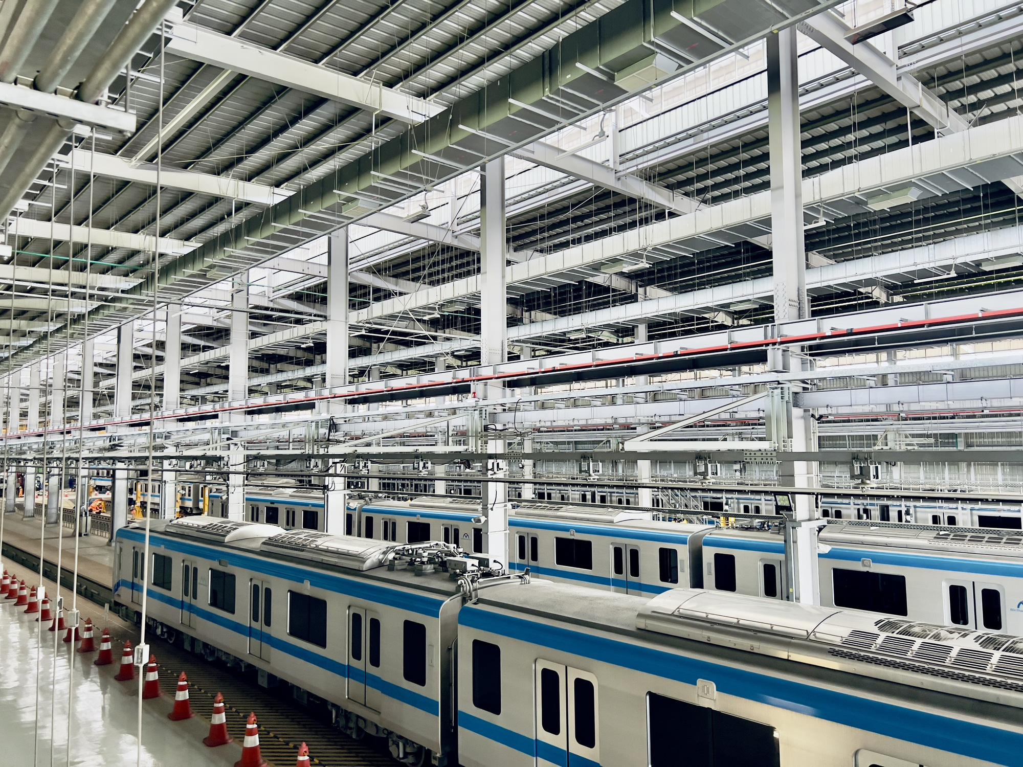 Trains serving metro line No. 1 parked at Long Binh Depot in Thu Duc City, Ho Chi Minh City. Photo: MAUR