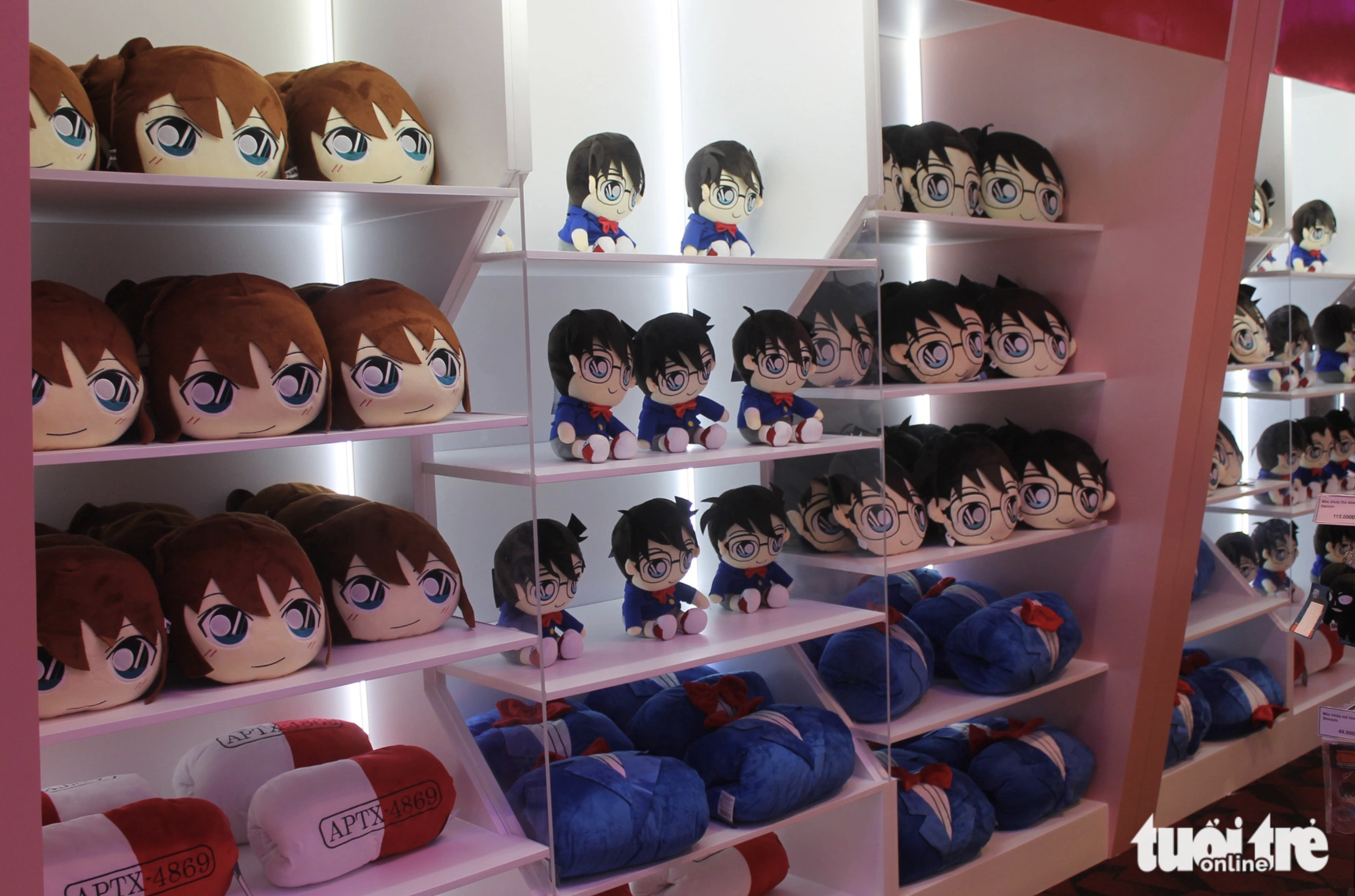 Mementoes of the Detective Conan manga series on display at the exhibition. Photo: To Cuong / Tuoi Tre