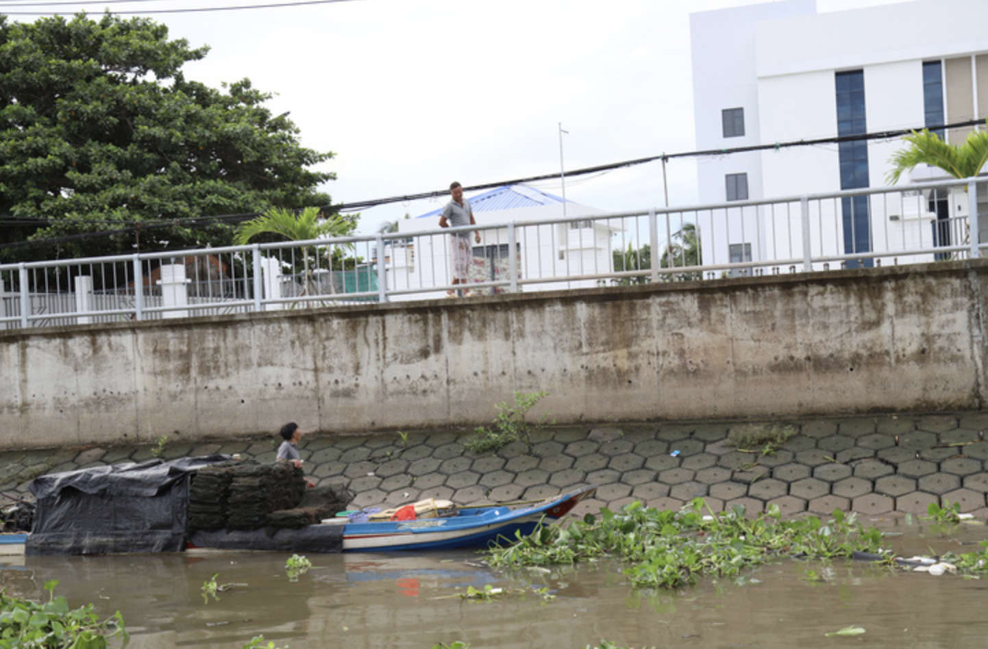 An embankment built along a bank of the Can Tho River, where Cai Rang Floating Market exists in Can Tho City. Photo: Chi Quoc / Tuoi Tre