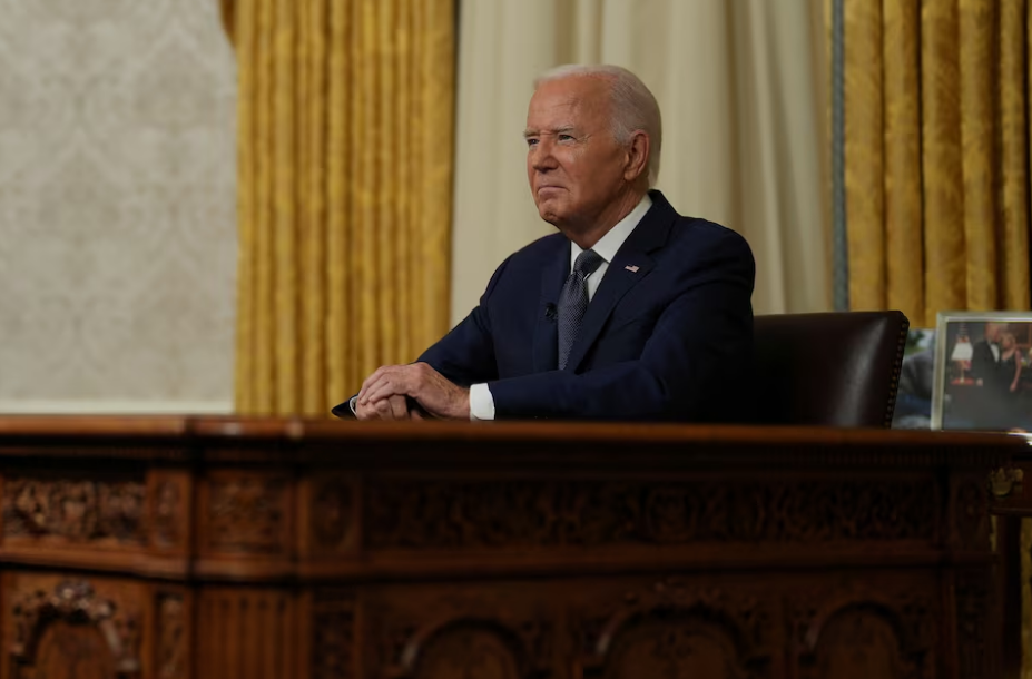 U.S. President Joe Biden delivers an address to the nation from the Oval Office of the White House in Washington, DC on July 14, 2024. Photo: Reuters