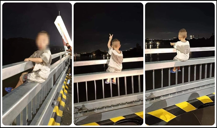 Photos of kid sitting on bridge railing in northern Vietnam provoke outrage