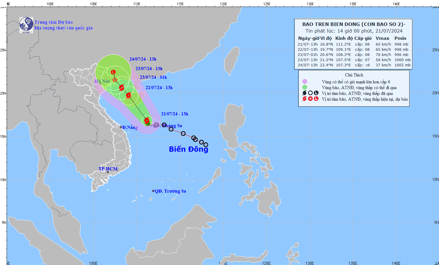 Tropical depression in East Vietnam Sea strengthens into storm Prapiroon