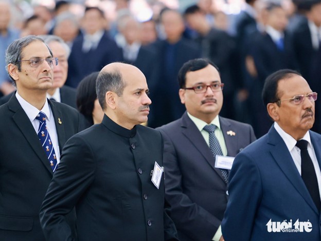 The delegation of India led by National Security Advisor of India Ajit Doval. Photo: Nguyen Khanh / Tuoi Tre