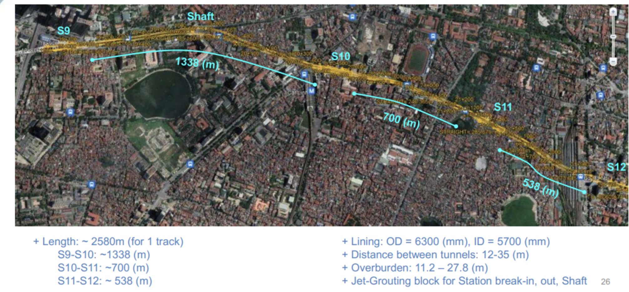 A map details the direction of the underground section of the Nhon - Hanoi Station metro line, the second of its kind in Hanoi. Photo: MRB