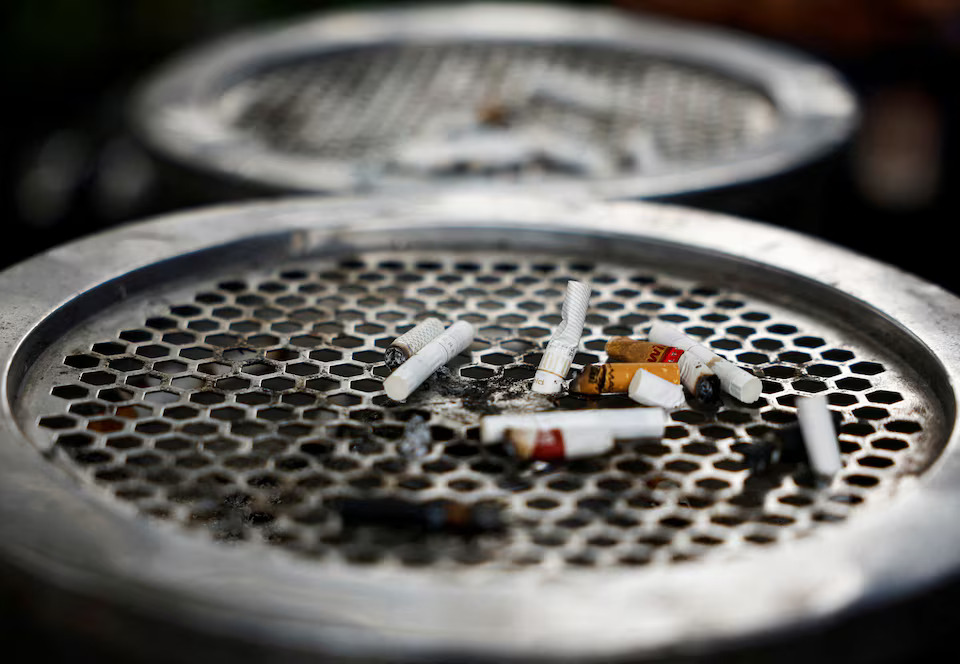 Cigarette butts are seen on the ashtray in Jakarta, Indonesia, May 31, 2024. Photo: Reuters