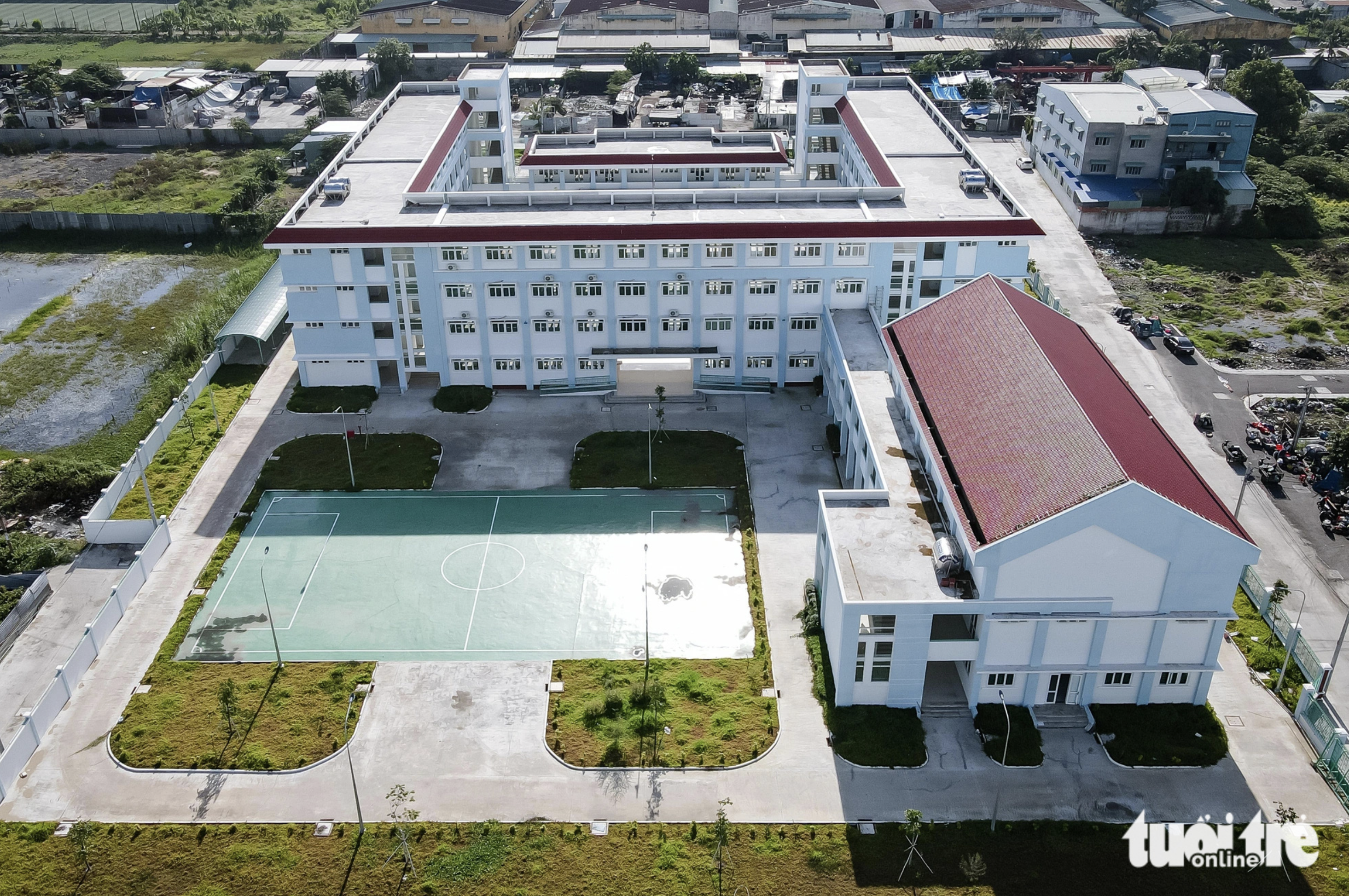 Nguyen Cong Tru Elementary School covers a floor area of over 6,910 square meters, featuring four floors. Photo: Phuong Nhi / Tuoi Tre