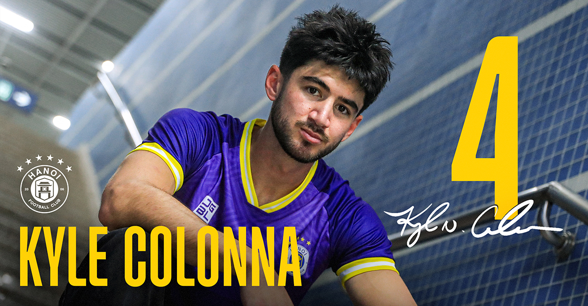 A poster for Vietnamese-American centre-back Kyle Colonna. Photo: Hanoi FC