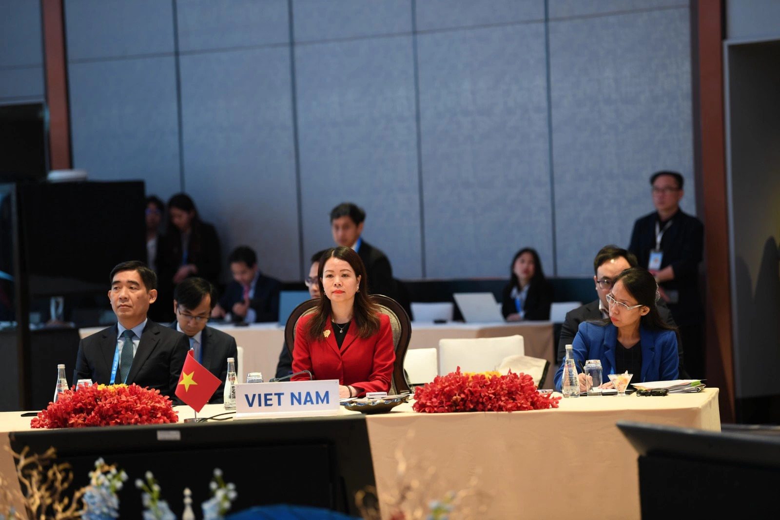 Vietnamese Deputy Minister of Foreign Affairs Nguyen Minh Hang (C) joins the 9th Mekong-Lancang Cooperation Foreign Ministers’ Meeting in Thailand on August 16, 2024. Photo: Vietnam’s Ministry of Foreign Affairs