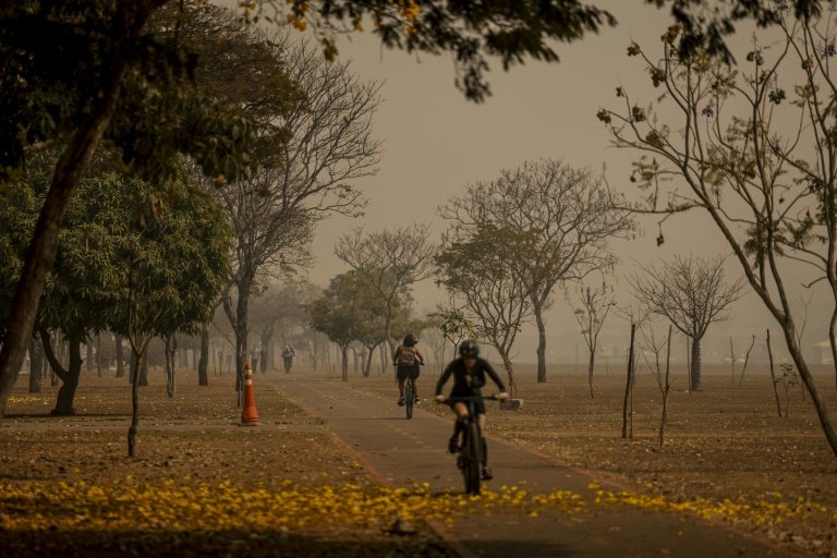 Videos posted on social media showed the city plunged into near-darkness by a dense layer of smoke. Photo: AFP