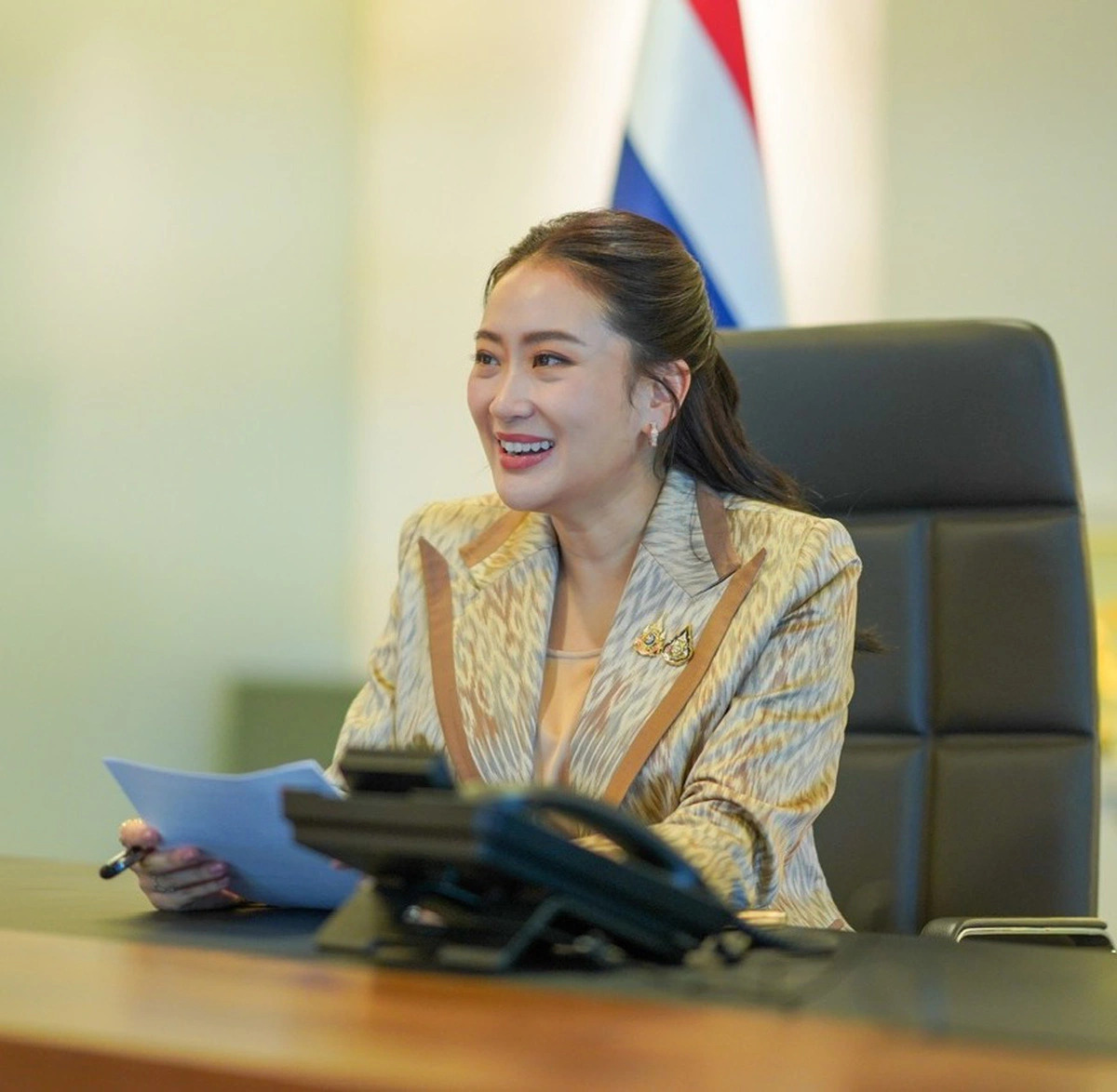 Thai Prime Minister Paetongtarn Shinawatra is seen during her phone talks with her Vietnamese counterpart on August 29, 2024. Photo: VGP